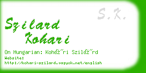 szilard kohari business card